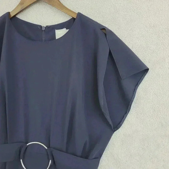Asos Womens Navy Midi Sheath Dress With Belt & Ring Size10   11PT - Picture 6 of 11